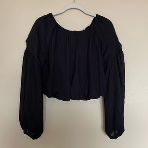 Astr Puff Sleeve Crop Blouse